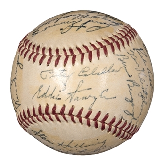 1950 National League Champion Philadelphia Phillies Team Signed Official National League Frick Baseball With 23 Signatures Including Roberts & Ashburn (PSA/DNA)